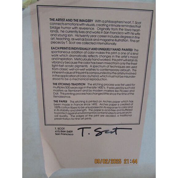 Framed art by T Scot love soup girl boy moon signed hand painted original - Picture 6 of 7